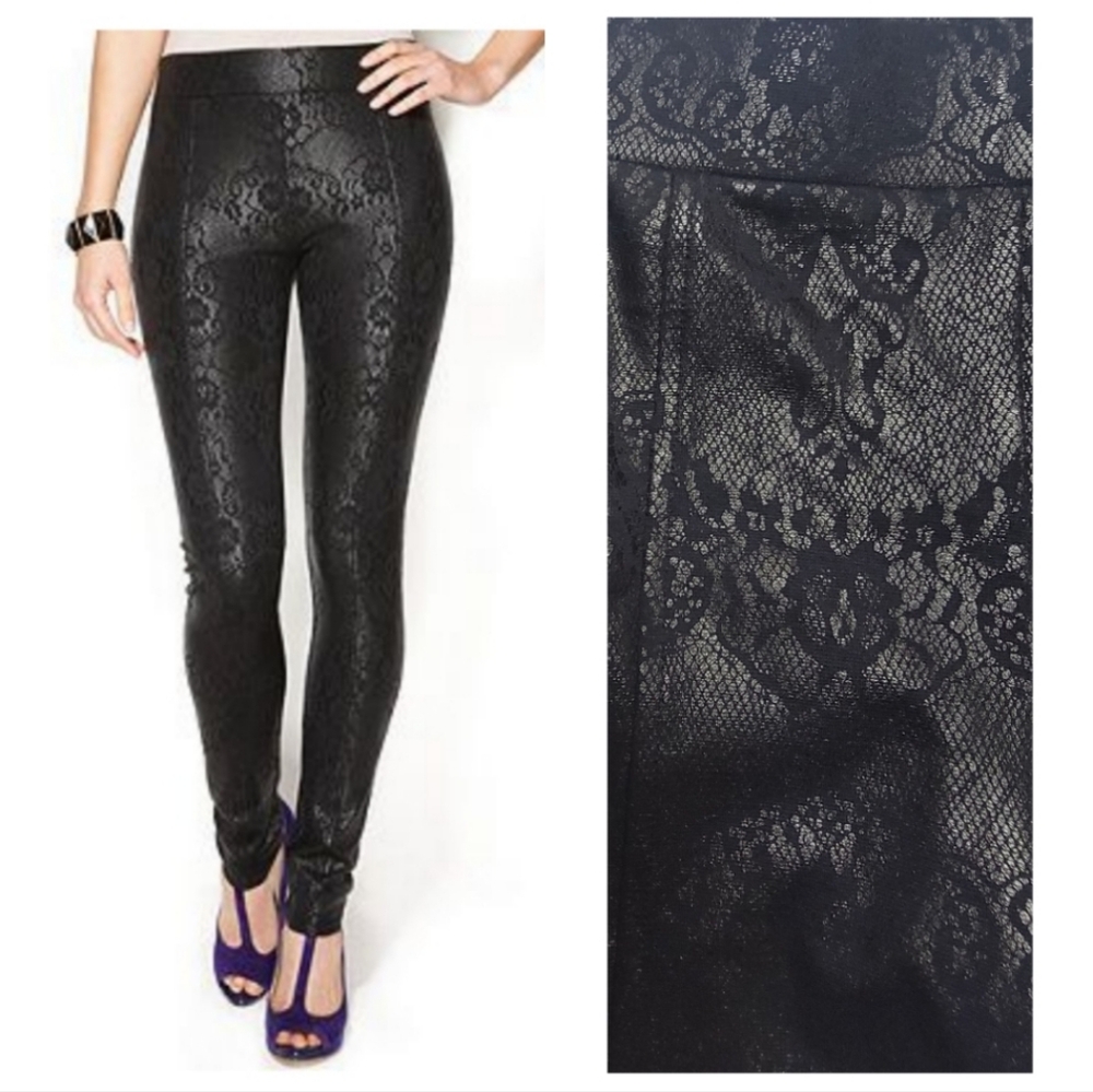 NWT! Black Lace Print Skinny Pants - Picture 1 of 12